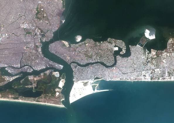 Color satellite image of Lagos island, the principal and central local government area in Lagos, Nigeria. Image collected on January 01, 2017 by Sentinel-2 satellites. 913_03_PO07331