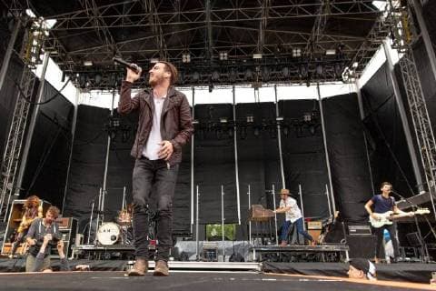 June 19, 2018 - Oshkosh, Wisconsin, U.S - ERIC STEEDLY, BRANDON LANCASTER, JARED HAMPTON and CHANDLER BALDWIN of Lanco during Country USA Music Festival at Ford Festival Park in Oshkosh, Wisconsin Oshkosh U.S. - ZUMAs135 20180619_zap_s135_551 Copyright: xDanielxDeSloverx