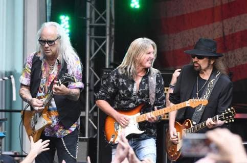 NEW YORK, NY - June 21: Mark Sparky Matejka,Rickey Medlocke, Gary Rossington of Lynyrd Skynyrd performs during FOX & Friends All American Concert Series at FOX Studios on June 21,2018 in New York City. Copyright: xJohnxPalmerx