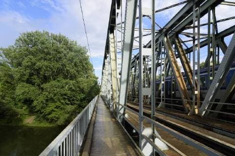 railway bridge above river Ipel (Ipoly, Eipel), border between Slovakia and Hungary Szob (Zopp an der Donau) Pest Hungary