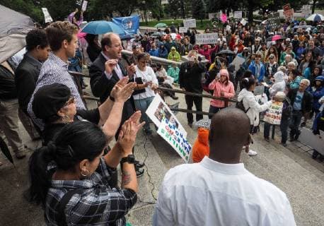 June 24, 2018 - Denver, Colorado, USA - Democratic gubernatorial primary candidates Jared Polis showed his support to the hundreds that rallied on the steps of the Colorado Sate Capitol to protest the Trump administration immigration polices of separating families. Denver USA - ZUMAr04_ 20180624_zaf_r04_022 Copyright: xMichaelxRiegerx