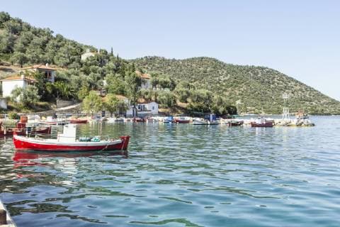 Greece, Pelion, Pagasetic Gulf, Kottes, fishing boat at harbour  MAMF00083