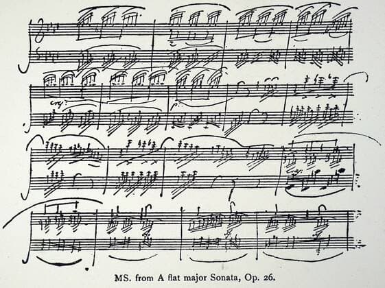 Sheet music - a flat major sonata Opus 26 by Ludwig van Beethoven. Ludwig van Beethoven (1770-1827) a German composer and pianist. Dated 19th century 917_05_WHA_115_0626