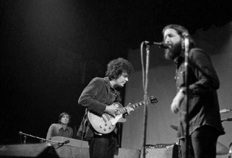 Guitarist Mike Bloomfield on stage with singer harmonica player Paul Butterfield at the Woodstock Festival in 1969. © Peter Tarnoff MediaPunch Copyright: xPeterxTarnoff xMediaPunchx