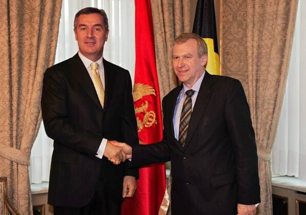 - BRUSSELS, BELGIUM: Prime Minister of Montenegro Milo Dukanovic and outgoing Prime Minister Yves Leterme (CD&V Flemish christian democrats) pictured at a meeting in Brussels, Wednesday 09 June 2010. ERICxLALMAND  x20648796x