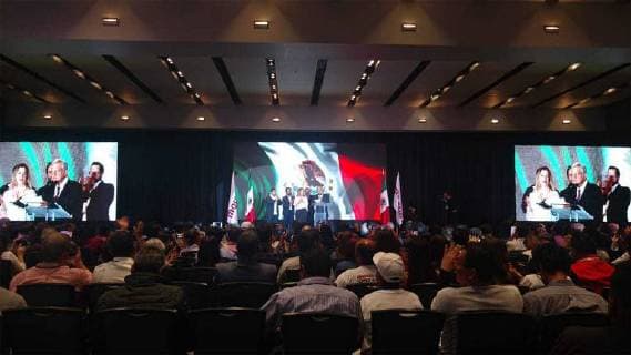 July 1, 2018 - Mexico, Ciudad De Mexico, MEXICO - Andres Manuel Lopez Obrador addresses his supporters after winning the presidency of Mexico, Sunday, July 1, 2018. Voters chose a new president and made decisions on more than 18,000 other posts including a new Congress, several governorships and municipal seats, according to the Mexican Election Institute Mexico MEXICO - ZUMAp124 20180701_zaa_p124_052 Copyright: xAntonioxNavax