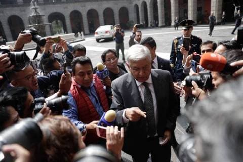 July 3, 2018 - EUM20180703POL05.JPG.CIUDAD DE MEXICO PoliticsPolitica-AMLO EPN.- El virtual presidente electo, Andres Manuel Lopez Obrador, arriba a las instalaciones del Palacio Nacional para su reunion con el jefe del Ejecutivo, Enrique Pena Nieto, el martes 3 de julio de 2018. Foto: Agencia EL UNIVERSALIvan StephensEVZ Copyright: xElxUniversalx
