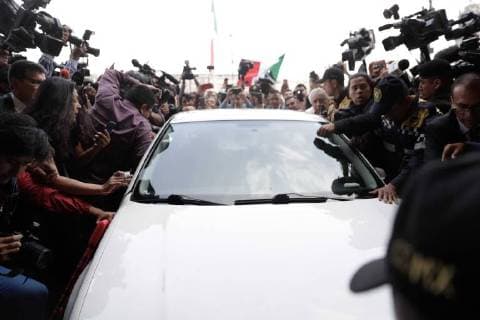 July 3, 2018 - EUM20180703POL01.JPG.CIUDAD DE MEXICO PoliticsPolitica-AMLO EPN.- El virtual presidente electo, Andres Manuel Lopez Obrador, arriba a las instalaciones del Palacio Nacional para su reunion con el jefe del Ejecutivo, Enrique Pena Nieto, el martes 3 de julio de 2018. Foto: Agencia EL UNIVERSALIvan StephensEVZ Copyright: xElxUniversalx