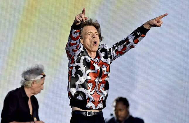 Singer Mick Jagger of the Rolling Stones performs during their concert in Prague, on Wednesday, July 4, 2018, as a European part of No Filter tour. At left is Keith Richards. (CTKxPhoto VitxSimanek) CTKPhotoP201807040904701  VIS 010