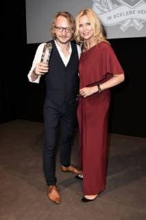 Preisträger Michael Podogil und Veronica Ferres bei der 19. Verleihung des 13th Street Shocking Short Award 2018 auf dem 36. Filmfest München 2018 in der Alten Akademie. München, 04.07.2018