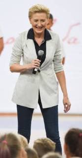 Poland s First Couple Andrzej Duda and Agata Kornhauser-Duda visit 11th edition of Summer Marcin Gortat Camp in Lodz Poland s First Couple Andrzej Duda and Agata Kornhauser-Duda visit 11th edition of Summer Marcin Gortat Camp on July 09, 2018 in Lodz, Poland. EN_01328715_0041 