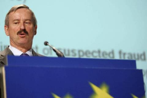 20070709 - BRUSSELS, BELGIUM: Estonian Siim Kallas, European Commission vice-president and Commissioner for Administrative Affairs, Audit and Anti-Fraud delivers a speech at the start of the Eurogroup meeting, at the European Union Headquarters, in Brussels, Monday 09 July 2007. FRANCOISxWALSCHAERTS  x7041717x