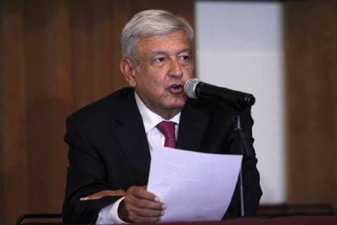 The incoming president of Mexico, Andres Manuel Lopez Obrador, speaks during a press conference at his campaign home, in Mexico City, Mexico, 11 July 2018. Obrador announced the first reforms that will lead to the Legislative to achieve the so-called fourth transformation of the country, which include the elimination of the presidential jurisdiction and the revocation of the educational reform. After meeting with elected legislators from his coalition, the leader of the National Regeneration Movement (Morena), he established 12 possible reforms to the legal framework that will be promoted by the Executive Branch after he assumes the Presidency on December 1. Lopez Obrador announces his first bills to transform Mexico !ACHTUNG: NUR REDAKTIONELLE NUTZUNG!  Copyright: xSashenkaxGuitierrezx CMX01 20180711-636669481223847607