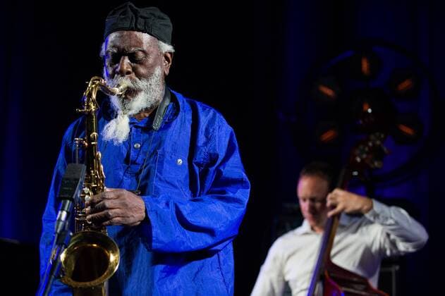 July 12, 2018 - Krakow, Poland - American jazz saxophonist, Pharoah Sanders performs..Saxophonist Ornette Coleman once described as Pharoah Sanders probably the best tenor player in the world performs at the Krakow Jazz Festival. Krakow Poland - ZUMAs197 20180712_zaa_s197_018 Copyright: xOmarxMarquesx