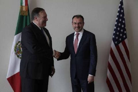 July 13, 2018 - EUM20180713NAC18.JPG.CIUDAD DE MEXICO, MeetingReunion-Mexico-Pompeo.- El secretario de Estado de Estados Unidos, Mike Pompeo y el secretario de Relaciones Exteriores, Luis Videgaray, se reunen este viernes 13 de julio de 2018 en la SRE. Foto: Agencia EL UNIVERSALLuis CortesMAR. Copyright: xElxUniversalx