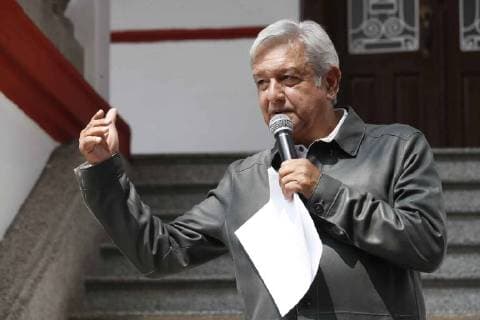 July 14, 2018 - EUM20180714POL07.JPG.CIUDAD DE MEXICO, Presidency Presidencia-Transicion.- El virtual presidente electo, Andres Manuel Lopez Obrador, ofrece una conferencia de prensa desde la casa de transicion en la colonia Roma, este 14 de julio de 2018. Foto: Agencia EL UNIVERSAL Irvin olivares MAR. Copyright: xIrvinxOlivaresx