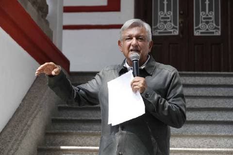 July 14, 2018 - EUM20180714POL06.JPG.CIUDAD DE MEXICO, Presidency Presidencia-Transicion.- El virtual presidente electo, Andres Manuel Lopez Obrador, ofrece una conferencia de prensa desde la casa de transicion en la colonia Roma, este 14 de julio de 2018. Foto: Agencia EL UNIVERSAL Irvin olivares MAR. Copyright: xIrvinxOlivaresx