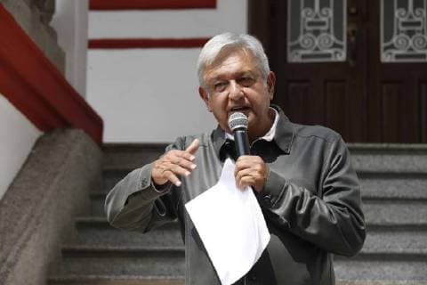 July 14, 2018 - EUM20180714NAC28.JPG .CIUDAD DE MEXICO, Presidency Presidencia-Transicion.- El virtual presidente electo, Andres Manuel Lopez Obrador, ofrece una conferencia de prensa desde la casa de transicion en la colonia Roma, este 14 de julio de 2018. Foto: Agencia EL UNIVERSAL Irvin olivares MAR. Copyright: xIrvinxOlivaresx