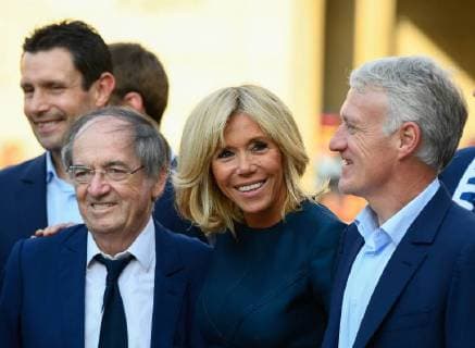Arrivals at the reception at the Elysee in honor of the French football team World Champion 2018 Didier Deschamps (Coach of the France football team);Noël Le Graët;Brigitte Macron Paris France  592627