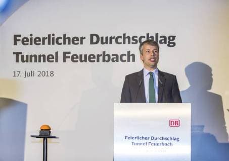 DEU; Deutschland, Stuttgart, 17.07.2018: Meilenstein beim Projekt Stuttgart 21: Durchschlag am 3026 Meter langen Tunnel Feuerbach. Steffen Bilger (CDU, MdB; Parlamentarischer Staatssekretär beim Bundesminister für Verkehr und digitale Infrastruktur).