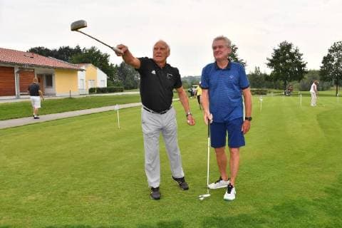 Franz Bulle Roth und Sepp Maier 31. Kaisercup 2018 Golfen Golfanlange Pinning Porsche Golf Course Charity Golftunier zu gunsten der Franz Beckenbauer Stiftung Bad Griesbach 21. Juli 2018