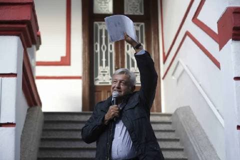 July 21, 2018 - EUM20180721POL07.JPG.CIUDAD DE MEXICO, transicionTransicion-Presidencia.- El virtual presidente electo, Andres Manuel Lopez Obrador, da conferencia en su casa de transicion en la Ciudad de Mexico, este 21 de Julio de 2018. Foto: Agencia EL UNIVERSALLuis CortesMAR.  - ZUMAu78_ 20180721_zaf_u78_085 Copyright: xElxUniversalx