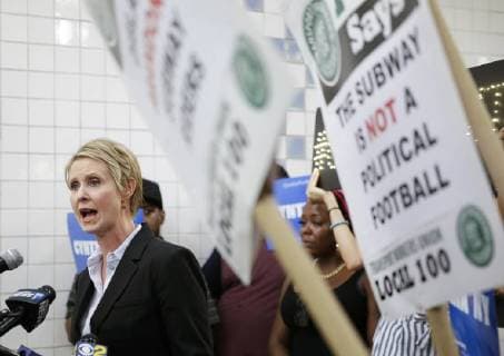 Democratic candidate for governor Cynthia Nixon speaks at a press conference at the Broadway-Lafayette Subway Station in New York City on July 23, 2018. With less than two months before the Democratic primary in New York, Gov. Andrew M. Cuomo has maintained a lead over opponent Cynthia Nixon.  NYP2018072350 JOHNxANGELILLO