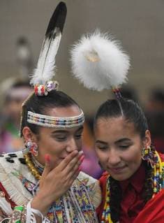 July 25, 2018 - Edmonton, Canada - Members of the First Nations during the third annual traditional Pow Wow competition, at the K-Days Festival in Edmonton. .Over 700 First Nations dancers from dozens of different tribes will be featured at K-Days in Edmonton over three days this week..On Tuesday, July 24, 2018, in Edmonton, Alberta, Canada. Edmonton Canada  - ZUMAn230 20180725_zaa_n230_040 Copyright: xArturxWidakx