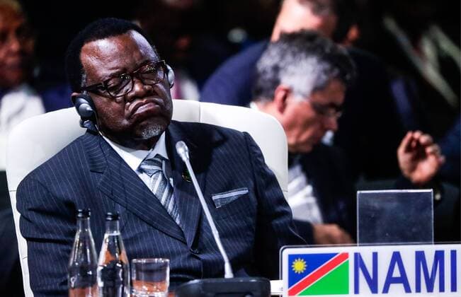 JOHANNESBURG, SOUTH AFRICA - JULY 27, 2018: The President of Namibia Hage Geingob attends a meeting on Day 3 of the 10th BRICS Summit. Mikhail Metzel TASS  TS08AE58