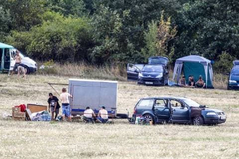 Participants of unannounced music event in protected landscape area, near Chuderov, Usti Nad Labem, Czech Republic, left the area on July 27, 2018, under observation of the Czech state police. (CTKxPhoto OndrejxHajek) CTKPhotoP201807270807601  HAJ 8