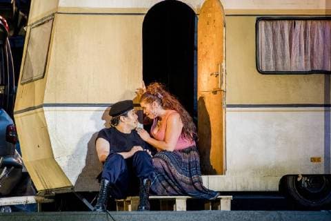 Entertainment Themen der Woche Entertainment Bilder des Tages Entertainment Bilder des Tages ERFURT DOMSTUFENFESTSPIELE 2018 - CARMEN Carmen (gespielt von Katja Bildt) Don JosŽ (gespielt von Won Whi Choi)01 08 2018 - Erfurt: Die Fotoprobe der 25. DomStufen-Festspiele mit Georges Bizets Oper Carmen am 2. August 2018 auf dem Erfurter Domplatz. _________________ *** ERFURT DOM STAGE FESTIVAL 2018 CARMEN Carmen played by Katja Bildt Don JosŽ played by Won Whi Choi 01 08 2018 Erfurt The photo sample of the 25 DomStufen Festspiele with Georges Bizets opera Carmen on 2 August 2018 on the Erfurt Cathedral Square