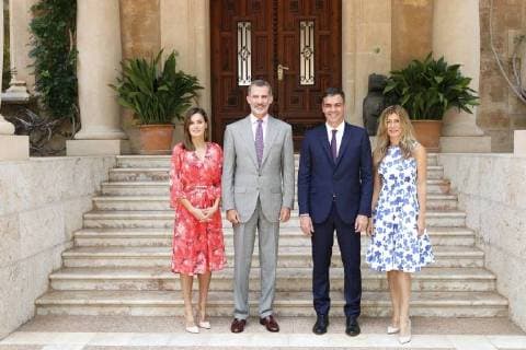 Entertainment Bilder des Tages 06-08-2018 Palma Queen Letizia and King Felipe during a meeting with Spanish Prime Minister Pedro Sanchez and María Begona Gomez Fernandez at Marivent palace on Palma de Mallorca.  Copyright: xxPPE Thortonx