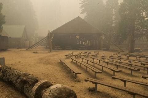August 7, 2018 - Dardanelle, California, U.S.A - Camp Liahona is blanketed by smoke but untouched as of Tuesday morning Aug. 7, 2018 as the Donnell Fire burns around it. The Donnell Fire in Tuolumne County has increased to 11,344 acres according to the U.S. Forest Service with 2 percent containment. With the lack of resources the fire continues to grow. Dardanelle U.S.A - ZUMAbk2_ 20180807_zaf_bk2_002 Copyright: xMartyxBicekx