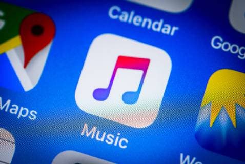 Apple Music, Musik-Streaming, App-Icon auf dem iPhone, iOS, Smartphone-Bildschirm, Display, Nahaufnahme, Detail, Deutschland, Europa Copyright: imageBROKER/ValentinxWolf iblvfw04728832.jpg