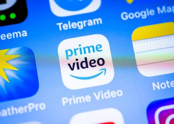 Amazon Prime Video, Video-Streaming-Service-App-Icon auf dem iPhone, iOS, Smartphone-Bildschirm, Display, Nahaufnahme, Detail, Deutschland, Europa Copyright: imageBROKER/ValentinxWolf iblvfw04728848.jpg