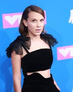 Millie Bobby Brown arrives on the red carpet at the 35th annual MTV Video Music Awards at Radio City Music Hall in New York City on August 20, 2018.  NYP20180820379 SERENAxXU-NING