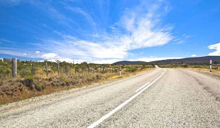 A photography of a country road in Australia