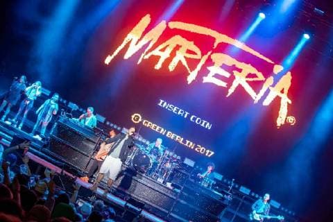 Das 20. Rocco del Schlacko am Freitag (10.08.2018) bei bestem Festivalwetter auf dem Sauwasen in Köllerbach. Im Bild: Der Auftritt des Headliners Marteria auf der Hauptbühne.