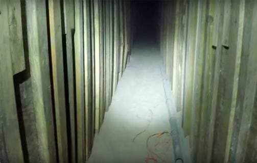 Officers with Homeland Security and Border Patrol discovered a cross-border tunnel under a vacant Kentucky Fried Chicken restaurant in San Luis, Arizona, following a traffic stop on August 13, 2018. According to authorities, the tunnel is 590 feet long at a depth of 22 feet and was used to smuggle drugs via a rope system. The tunnel opened up inside a residence in San Luis Rio Colorado, Sonora, on the tunnel s Mexico side. Photo via Homeland Security Investigations Yuma Border Patrol  WAX2018082403 HOMELANDxSECURITY