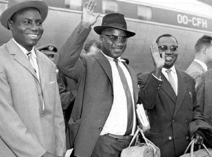 - ZAVENTEM, BELGIUM(FILE) : This file picture dated 30 July 1960 is about the Congo Crisis. The Congo Crisis is an unrest period after Congo Independence. During the crisis, the Congolese province of Katanga in the southeast declared independence as State of Katanga (under the presidency of Moise Tshombe). They defended their cause to the United Nations. On the picture : Mr Masangu, Mr Kibwe and Mr Yav. ARCHIVES  x34617185x