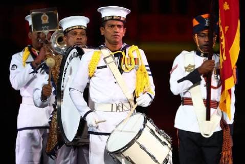 MOSCOW, RUSSIA â€“ AUGUST 24, 2018: Members of the Sri Lankan Military Band perform at the opening of the 2018 Spasskaya Tower International Military Music Festival, in Moscow s Red Square. Anton Novoderezhkin TASS  TS08DED9