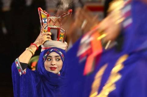 MOSCOW, RUSSIA â€“ AUGUST 24, 2018: Members of the Military Band of the Royal Guards of Oman and the Special Arts Troupe perform at the opening of the 2018 Spasskaya Tower International Military Music Festival, in Moscow s Red Square. Anton Novoderezhkin TASS  TS08DEE5