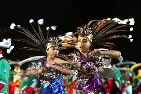 MOSCOW, RUSSIA â€“ AUGUST 24, 2018: Members of the Banda Monumental de Mexico perform at the opening of the 2018 Spasskaya Tower International Military Music Festival, in Moscow s Red Square. Anton Novoderezhkin TASS  TS08DF07