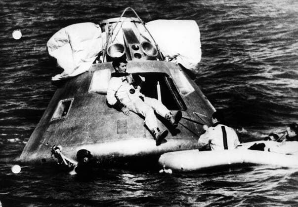 - UNLOCATED (FILE) : This file picture dated 16 June 1967 is about Apollo astronauts. There are Don Eisele, Walter Cunningham and Walter Schirra. They practiced capsule outgoing after a splash-down in Gulf of Mexico. ARCHIVES  x40491465x