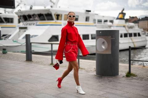 Nina Sandbech posing on the street during Fashion Week Stockholm - Aug 30, 2018 - fwstockholm: Spring 2019 Street Style Day 3, Stockholm Sweden  Copyright: xBryndisxThorsteinsdottirx h_00539104