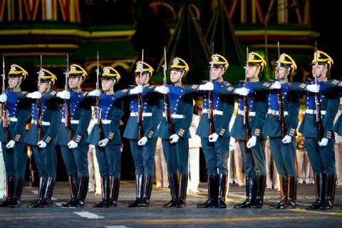 MOSCOW, RUSSIA â€“ AUGUST 31, 2018: Honour Guard of the Russian Presidential Regiment perform at 2018 Spasskaya Tower International Military Music Festival, in Moscow s Red Square. Marina Lystseva TASS  TS08E93D
