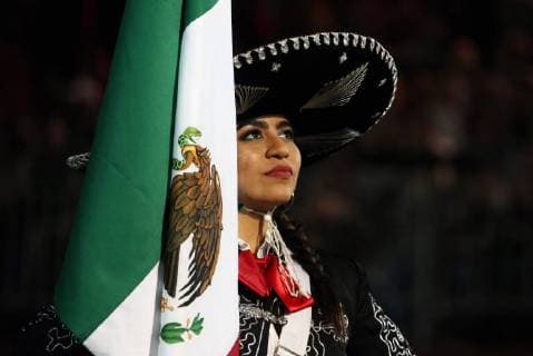 MOSCOW, RUSSIA â€“ AUGUST 31, 2018: Member of the Banda Monumental de Mexico performs at the 2018 Spasskaya Tower International Military Music Festival, in Moscow s Red Square. Marina Lystseva TASS  TS08E985