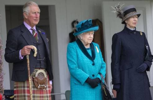 . 01 09 2018. United Kingdom. Royal Braemar Gathering. Scotland.HM Queen Elizabeth II joined by Prince Charles, Prince of Wales, and Princess Anne, attend The Braemar Royal Gathering in the Scottish Highlands.  xi-Imagesx IIM-18415-0022