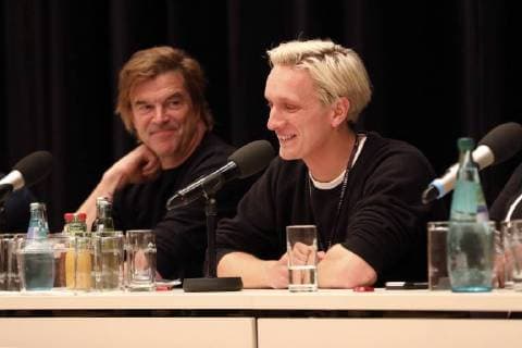 Campino von den Toten Hosen und Felix Brummer von Kraftclub bei der Pressekonferenz zum wirsindmehr-Konzert gegen Rechts in der Stadthalle. Chemnitz, 03.09.2018