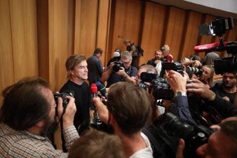 Chemnitz - Wir sind mehr . Sänger Andreas Campino Frege ( Die Toten Hosen ) anläßlich einer Pressekonferenz zum Konzert gegen Rechtsradikalismus und Fremdenhass Wir sind mehr am 03.09.2018 in Chemnitz. 20180903SFL0004